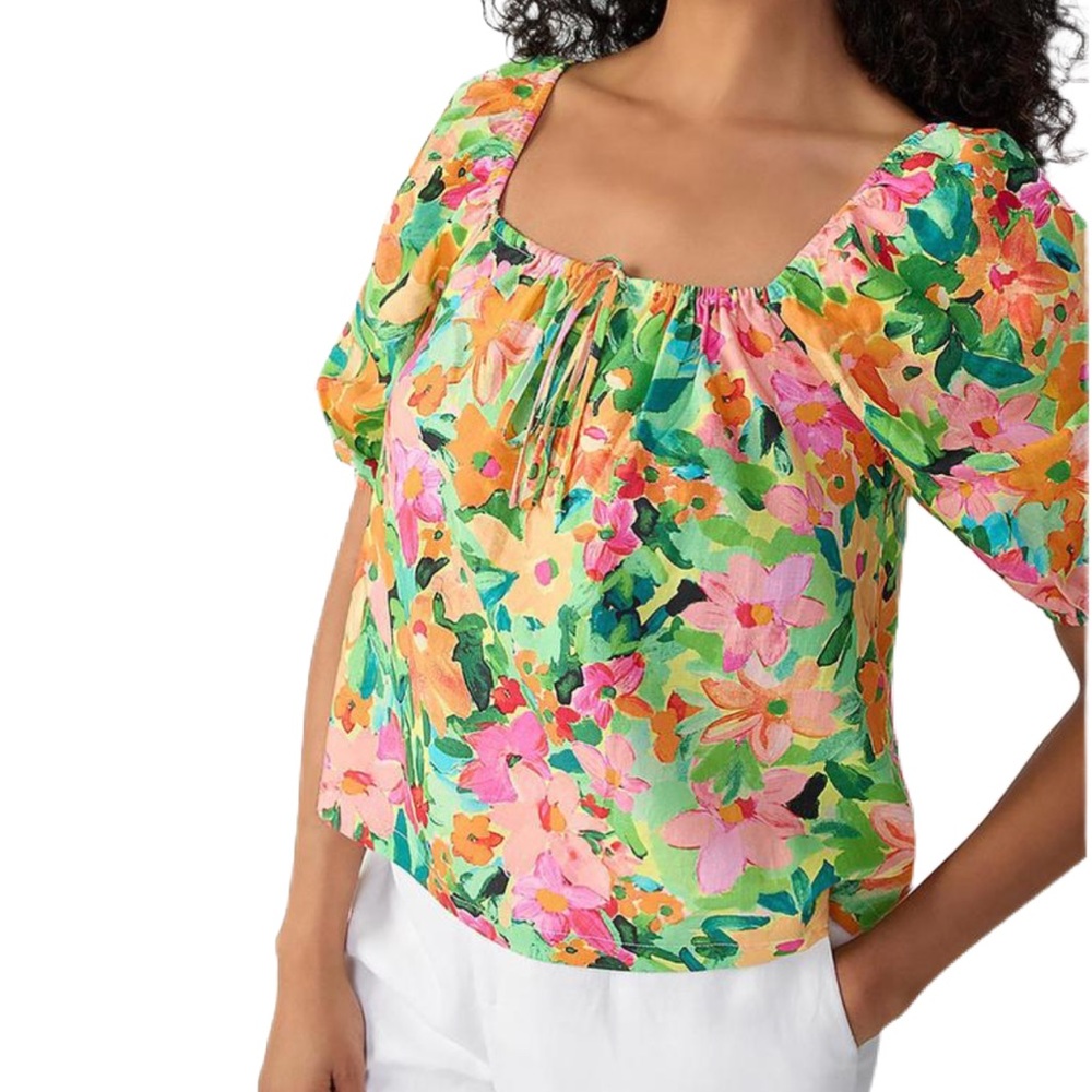 Sanctuary Square Neck Tropical Print Top